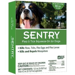 Капли SENTRY от блох, клещей и комаров для собак более 30 кг SENTRY